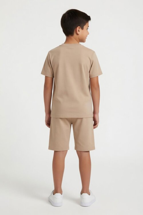 Kahverengi Adventure Yazılı Baskılı Erkek Çocuk Tişörtlü Şortlu Takım 23928