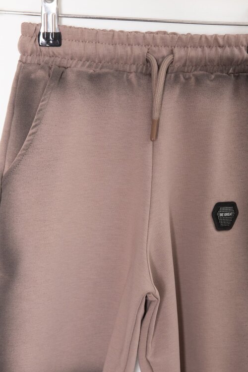 Kahverengi Kabartmalı Yazılı Tişörtlü Desenli Şortlu Erkek Çocuk 2li Takım  23816