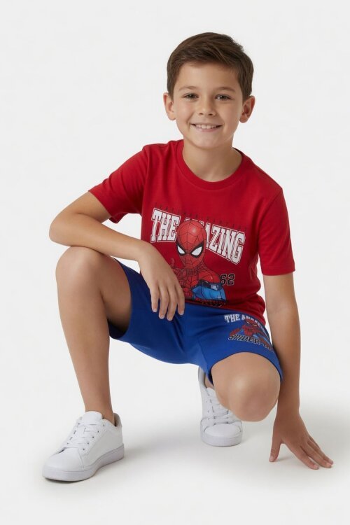 Kırmızı Amazing Örümcek Adam Baskı Erkek Çocuk Şortlu 2li Takım 23984
