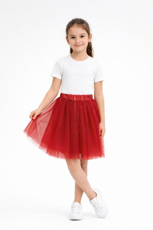 Kırmızı Kız Çocuk Esnek Bel Tütü Etek  23849