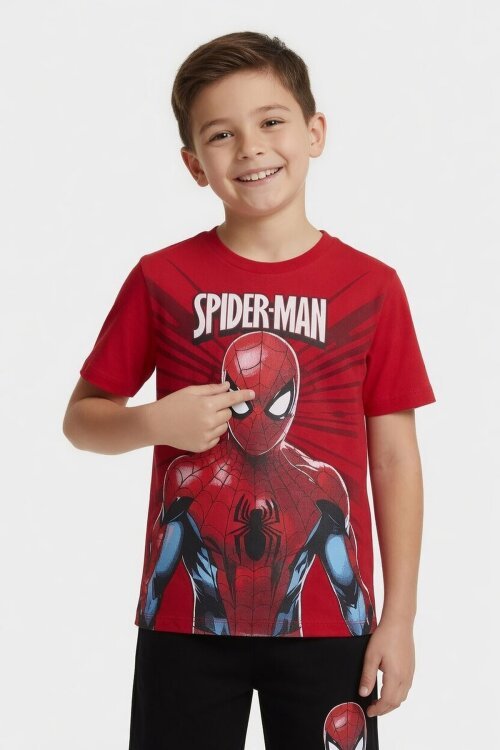 Kırmızı Örümcek Adam Temalı Tişörtlü Şortlu Erkek Çocuk 2li Takım  23962