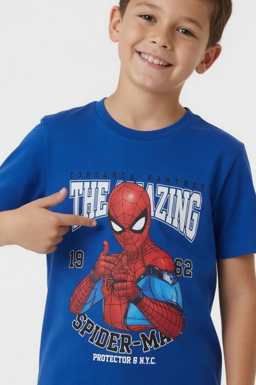 Lacivert Amazing Örümcek Adam Baskı Erkek Çocuk Şortlu 2li Takım 23983