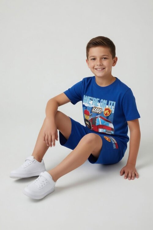 Lacivert Lego Temalı Erkek Çocuk Tişörtlü ve Şortlu 2li Takım  23939