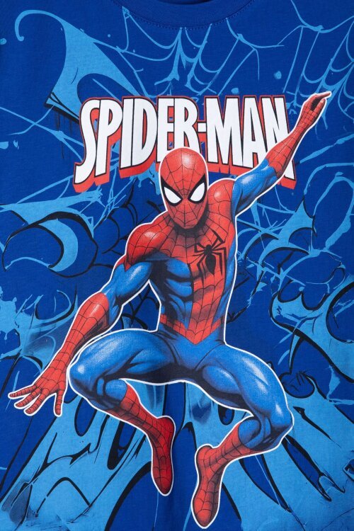 Lacivert Örümcek Adam Baskılı Tişörtlü Erkek Çocuk Şortlu Takım  23943