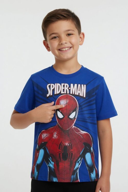 Lacivert Örümcek Adam Temalı Tişörtlü Şortlu Erkek Çocuk 2li Takım  23961