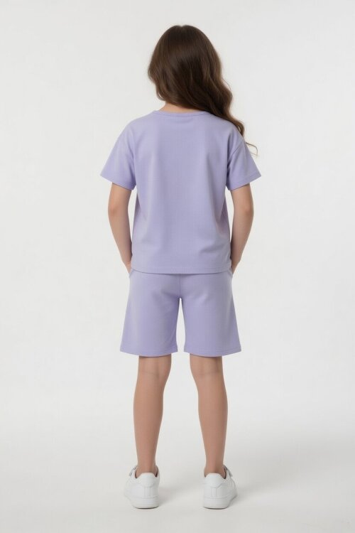 Lila Girls Baskılı Kız Çocuk Şortlu Tişörtlü 2li Takım  23855