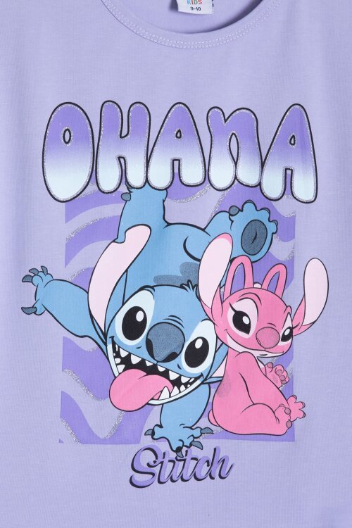 Lila Simli Karakter Baskılı Tişörtlü Kız Çocuk Şortlu 2li Takım 23918