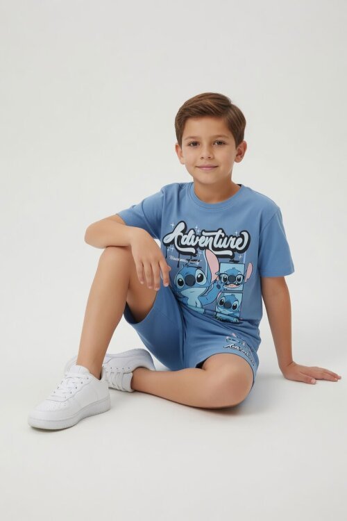 Mavi Adventure Yazılı Baskılı Erkek Çocuk Tişörtlü Şortlu Takım 23927