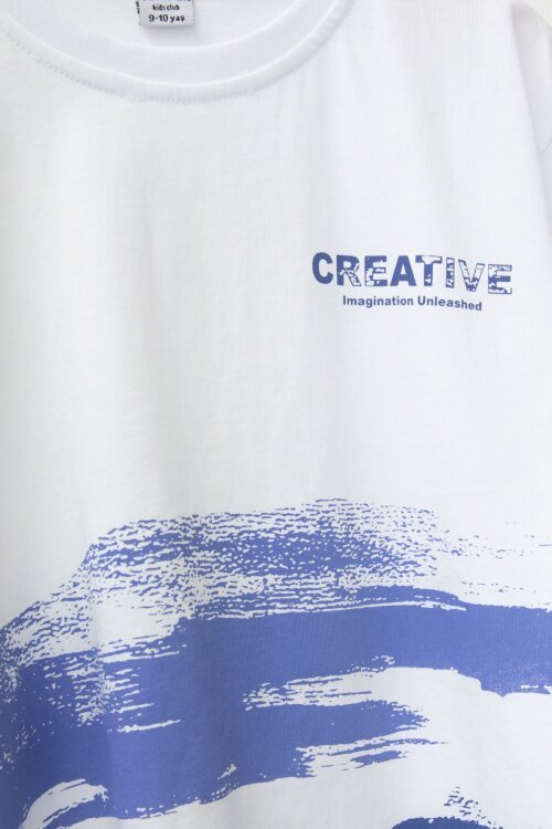 Mavi Creative Yazılı Desenli Tişörtlü Erkek Çocuk Şortlu Takım 23791