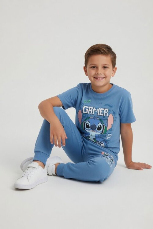 Mavi Gamer Karakter Baskılı Tişörtlü Erkek Çocuk Eşofman Takımı  23875