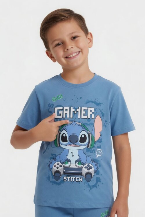 Mavi Gamer Karakter Baskılı Tişörtlü Erkek Çocuk Eşofman Takımı  23875