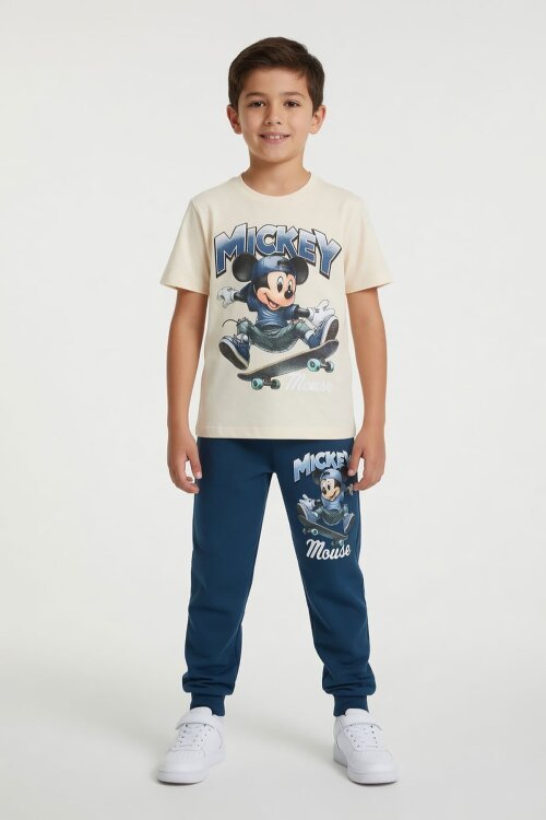 Mavi Kaykaycı Karakter Baskılı Tişörtlü Erkek Çocuk Eşofman Takım  23910