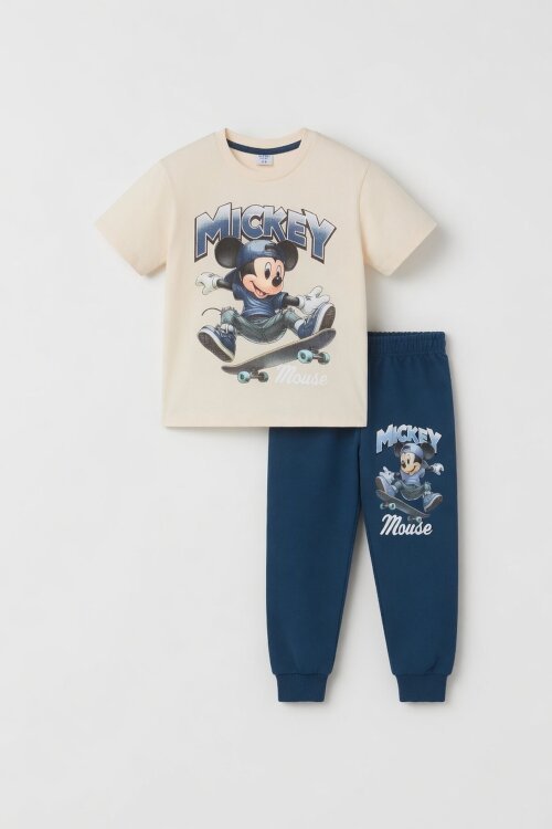 Mavi Kaykaycı Karakter Baskılı Tişörtlü Erkek Çocuk Eşofman Takım  23910