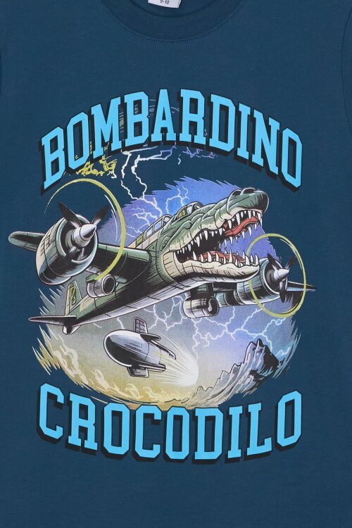 Mavi Uçak Baskılı Yazılı Tişörtlü Erkek Çocuk Şortlu 2li Takım 23922