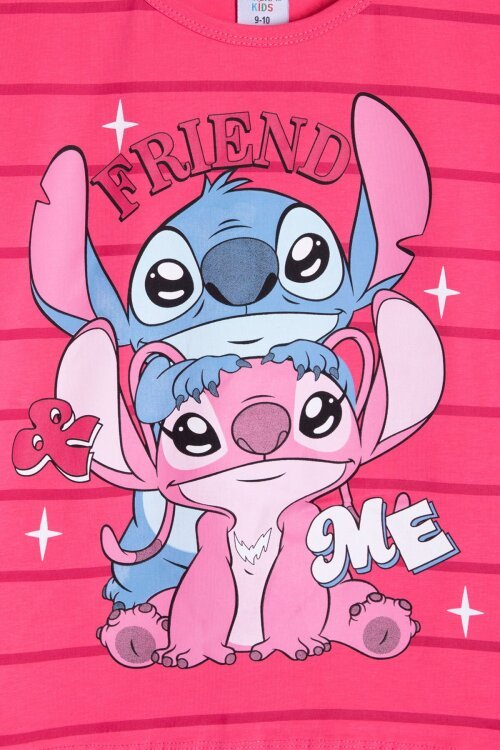 Pembe Çizgili Karakter Baskılı Fırfırlı Kız Çocuk Şortlu 2li Takım  23954