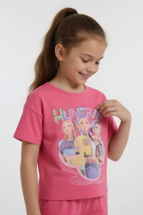 Pembe Girls Baskılı Kız Çocuk Şortlu Tişörtlü 2li Takım  23853