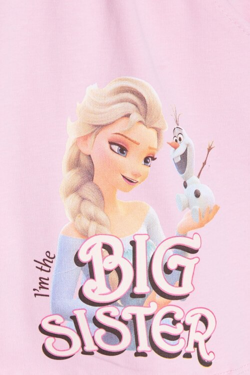 Pembe Karlar Kraliçesi Baskılı Kız Çocuk Tişörtlü Şortlu Takım  23949