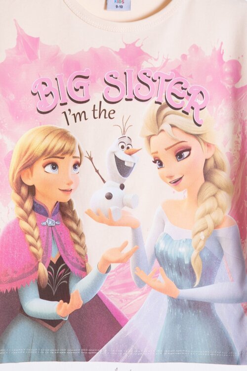 Pembe Karlar Kraliçesi Baskılı Kız Çocuk Tişörtlü Şortlu Takım  23949