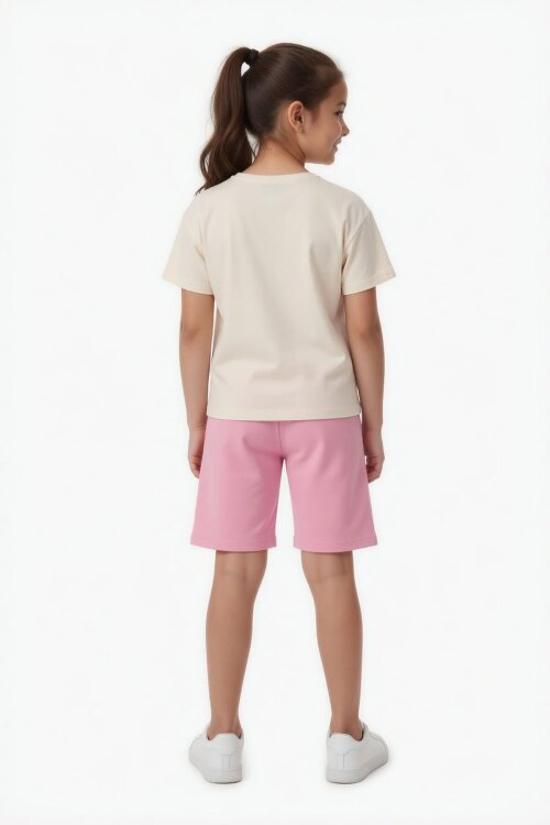 Pembe Kız Çocuk Temalı Şortlu Tişörtlü 2li Alt Üst Takım  23934