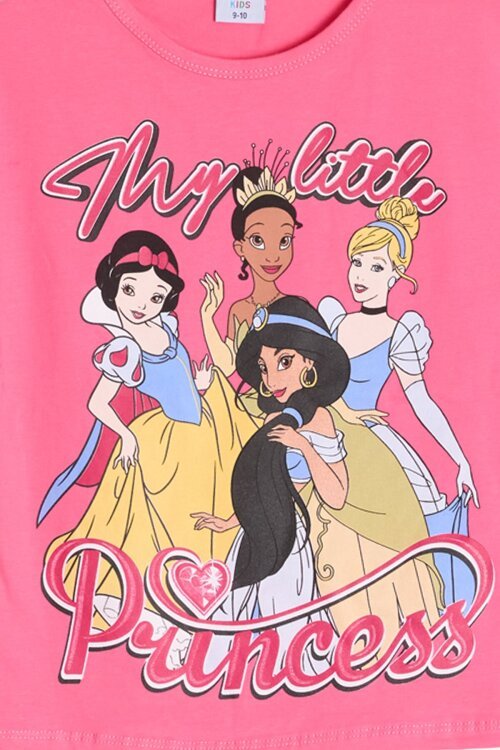 Pembe Prenses Temalı Tişörtlü Kız Çocuk Yazlık Şortlu Takım 23863
