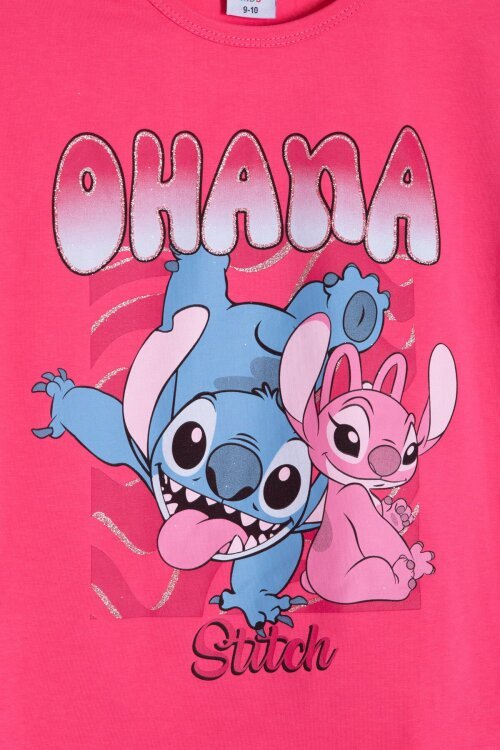 Pembe Simli Karakter Baskılı Tişörtlü Kız Çocuk Şortlu 2li Takım 23917