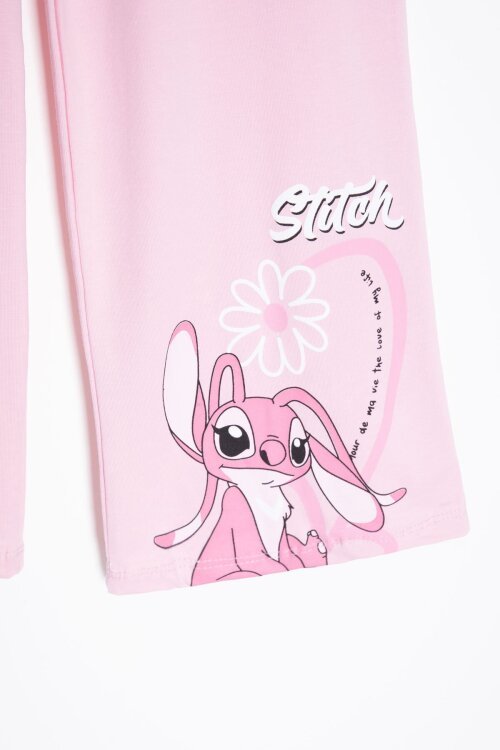 Pudra Kalpli Karakter Baskılı Geniş Paça Pantolonlu Kız Çocuk 2li Takım 23810