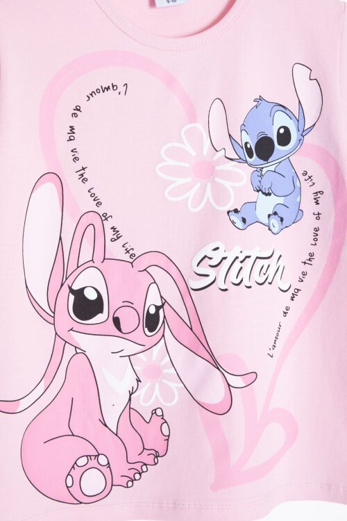 Pudra Kalpli Karakter Baskılı Geniş Paça Pantolonlu Kız Çocuk 2li Takım 23810