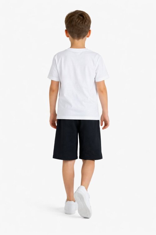 Siyah Çizgi Desenli Summer Baskı Erkek Çocuk Şortlu Tişörtlü Takım 23783