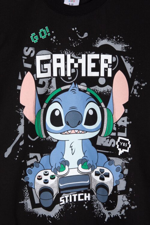 Siyah Gamer Karakter Baskılı Tişörtlü Erkek Çocuk Eşofman Takımı  23874