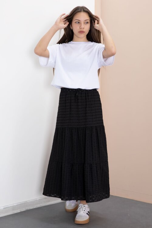 Siyah Kız Çocuk Uzun Kesim Fistolu Etek  23776