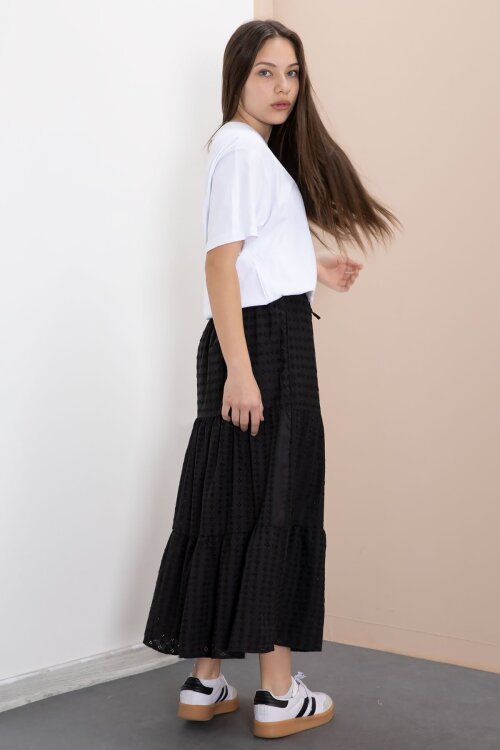 Siyah Kız Çocuk Uzun Kesim Fistolu Etek  23776