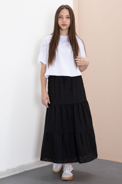 Siyah Kız Çocuk Uzun Kesim Fistolu Etek  23776