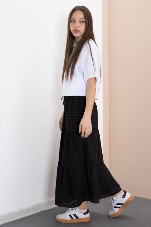 Siyah Kız Çocuk Uzun Kesim Fistolu Etek  23776