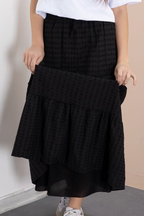 Siyah Kız Çocuk Uzun Kesim Fistolu Etek  23776