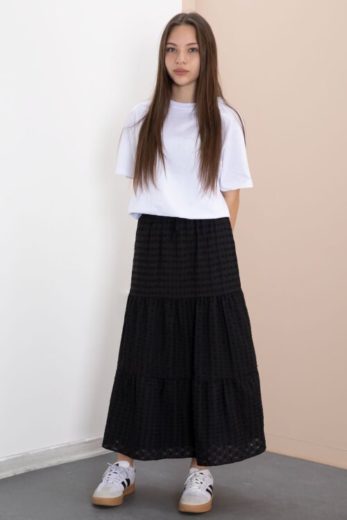 Siyah Kız Çocuk Uzun Kesim Fistolu Etek  23776