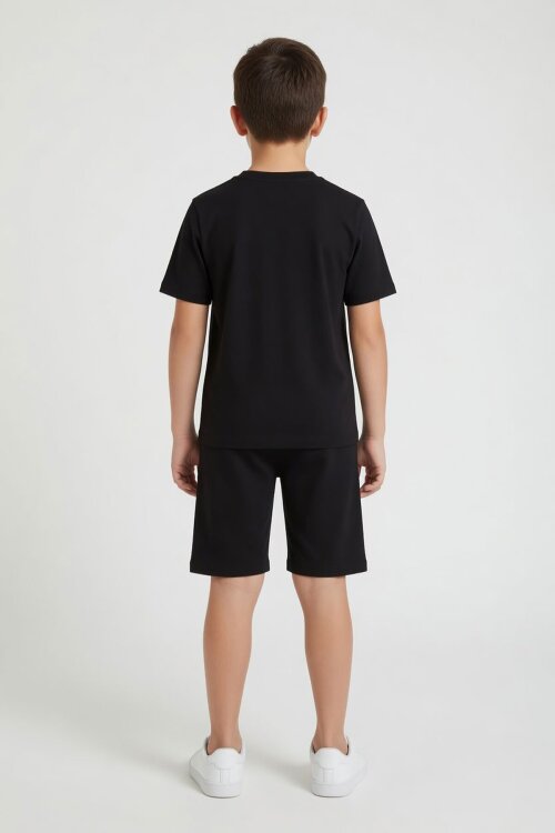 Siyah Örümcek Adam Baskılı Tişörtlü Erkek Çocuk Şortlu Takım  23941