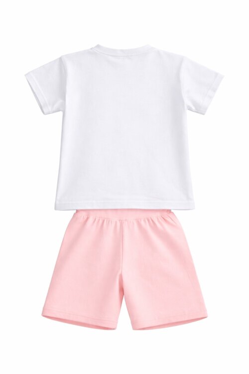 Somon Unicorn Baskılı Simli Kız Çocuk Tişörtlü Şortlu Takım 23796