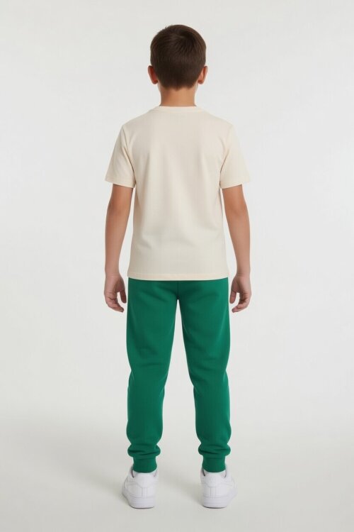 Yeşil Çizgi Karakter Baskılı Tişörtlü Erkek Çocuk Eşofman Takımı 23872