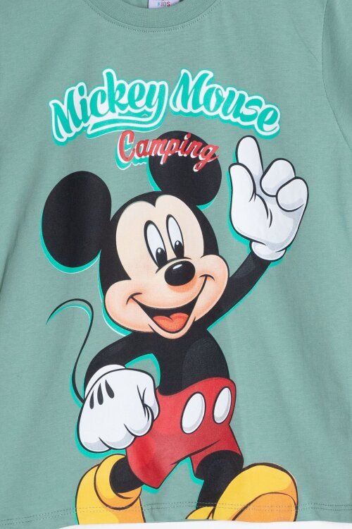 Yeşil Erkek Çocuk Mickey Fare Baskılı Şortlu 2li Takım 23966