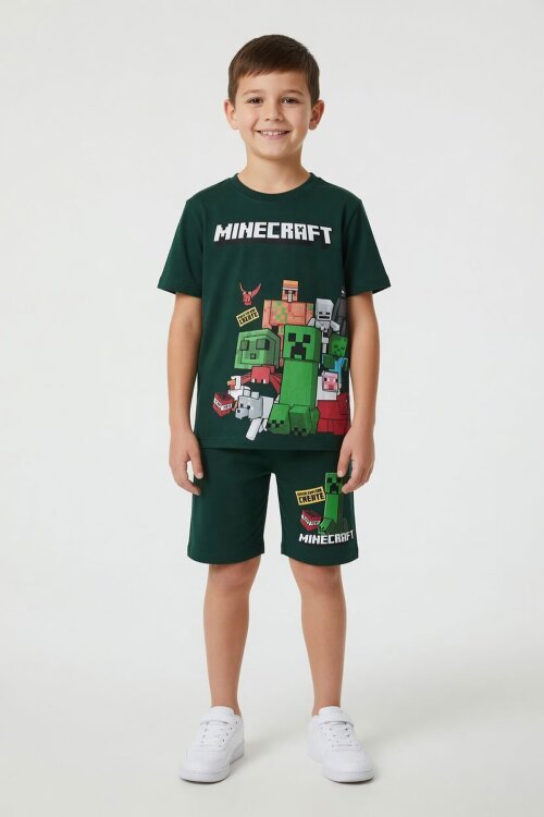 Yeşil Erkek Çocuk Oyun Karakter Baskılı Şortlu 2li Takım  23985