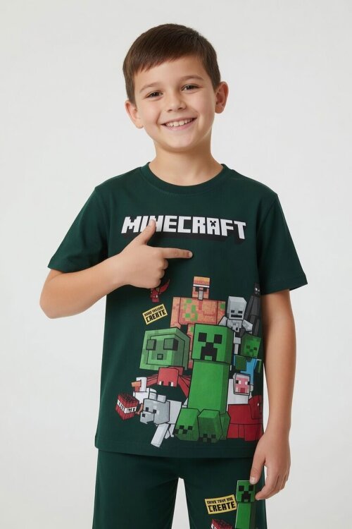 Yeşil Erkek Çocuk Oyun Karakter Baskılı Şortlu 2li Takım  23985