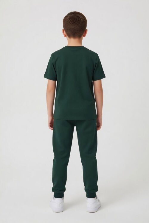 Yeşil Karakter Baskılı Bisiklet Yaka Tişörtlü Erkek Çocuk Eşofmanlı Takım 23846