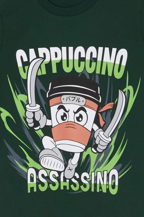 Yeşil Karakter Baskılı Bisiklet Yaka Tişörtlü Erkek Çocuk Eşofmanlı Takım 23846