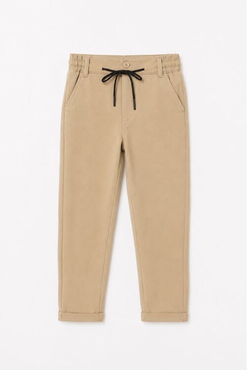 Kahverengi Duble Paça Beli Bağcıklı Erkek Çocuk Okul Pantolon  22679