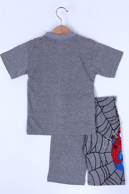 Erkek Çocuk Antrasit Baskı 1-8 Yaş Şortlu Takım 6569-3