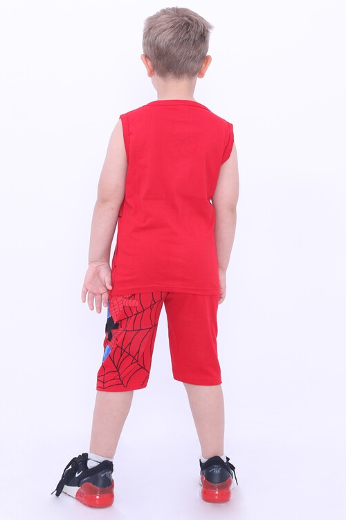 Erkek Çocuk Kırmızı Örümcek Baskı 2-9 Yaş Şortlu Takım 4042