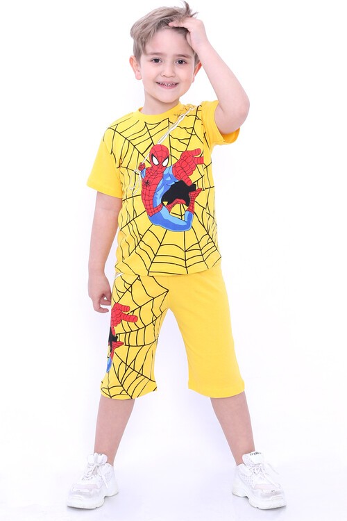 Erkek Çocuk Sarı Baskı 1-8 Yaş Şortlu Takım 6569-2