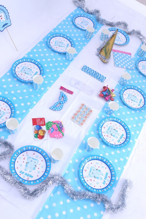 İlk Diş Konsept Temalı 10 Kişilik İlk Dişim Parti Seti-Mavi PRT7