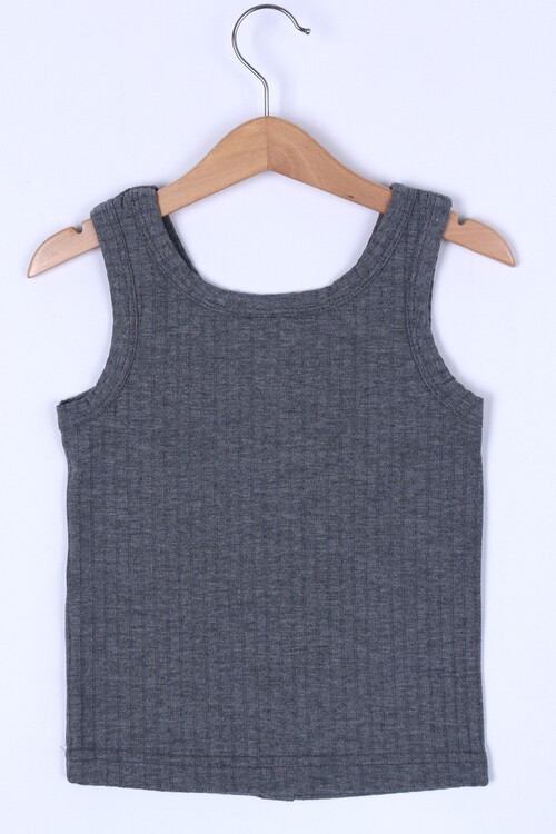 Kız Çocuk Antrasit Düğmeli 2-12 Yaş Askılı Crop Body 4803-1