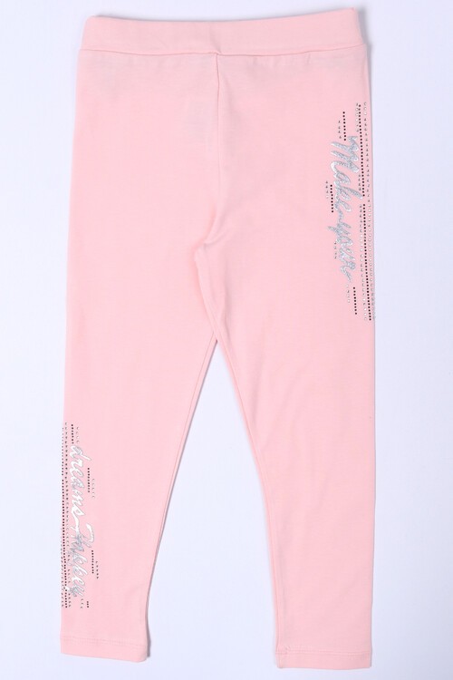 Kız Çocuk Somon Hologram Şerit Taşlı 1-8 Yaş Tayt 3164